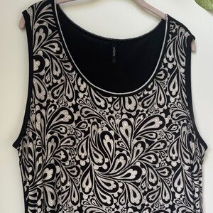 Edista Women’s Elegant Black/White Paisley Stretch Sleeveless Top 1X 14/16